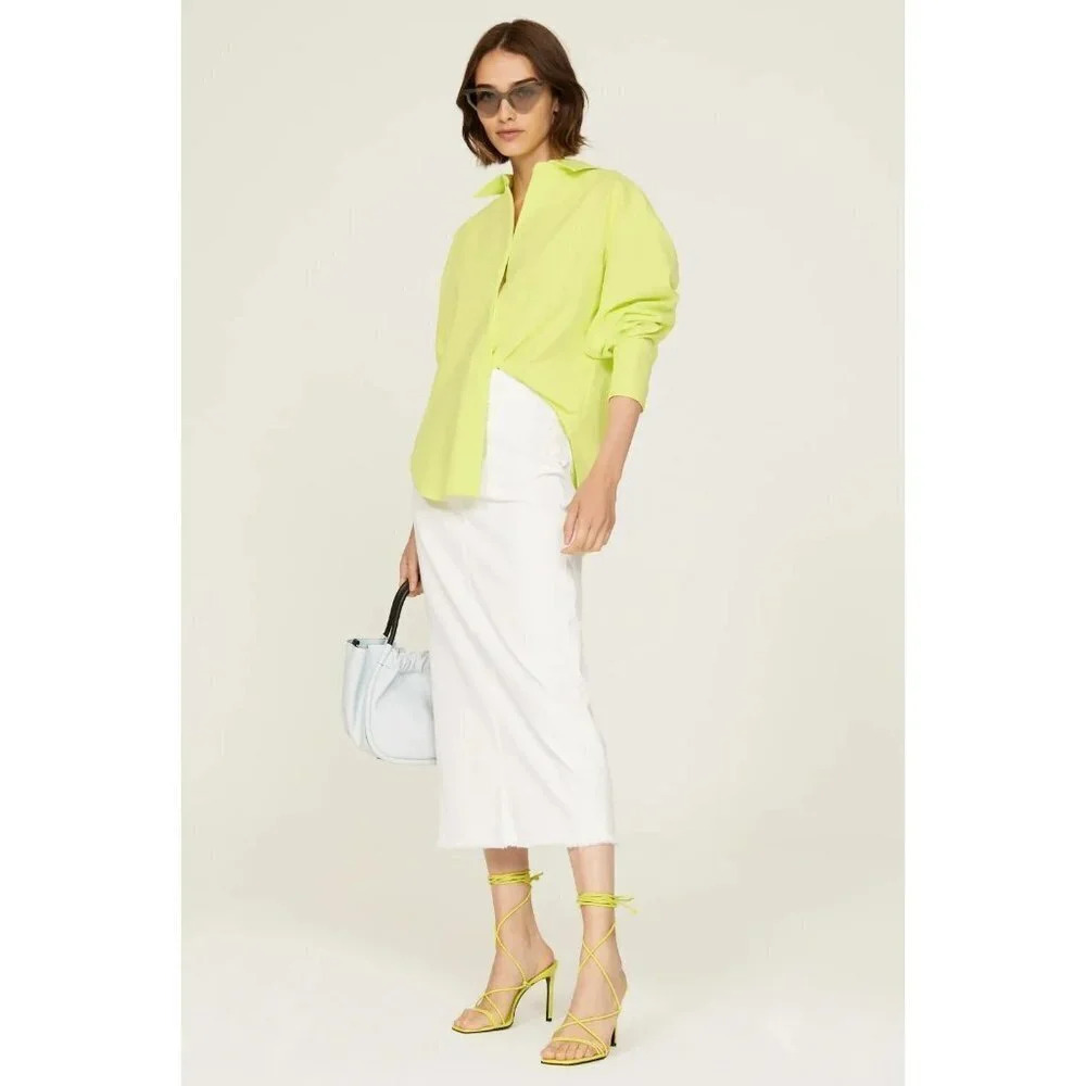 Good American Weekend Shirt in Green 00/0 XSmall Womens Button Down Blouse Top - Picture 12 of 15
